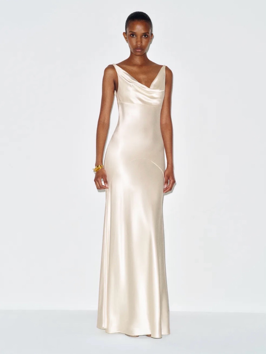 Reformation Ceres Silk Dress In Ivory 2
